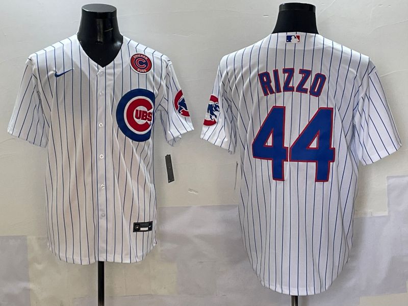 Men Chicago Cubs #44 Rizzo White Stripe Game 2025 Nike MLB Jersey style 6